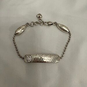 Brighton Silver Hammered Bracelet with Crystal Detail